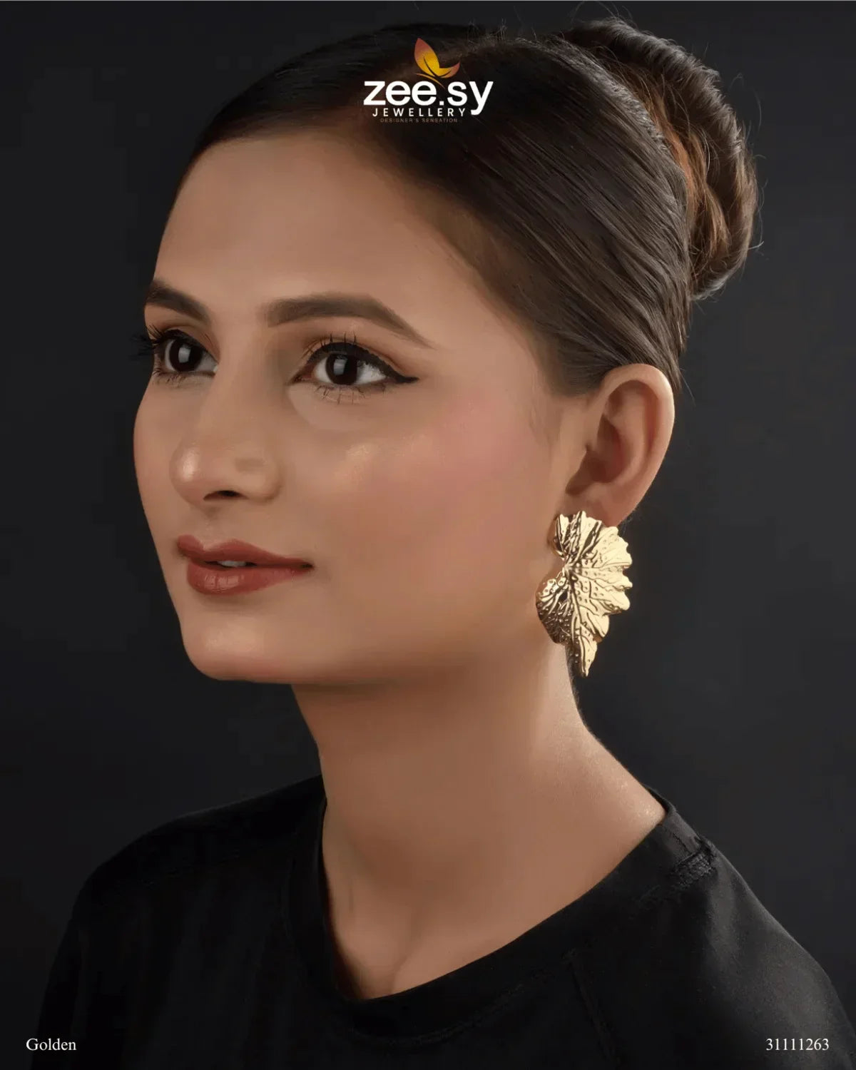 Sylvaraa Earrings Golden - Zeesy Jewellery