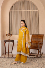 Khayat Stitched Festive Kids Collection'2025-Mustard Angrakha