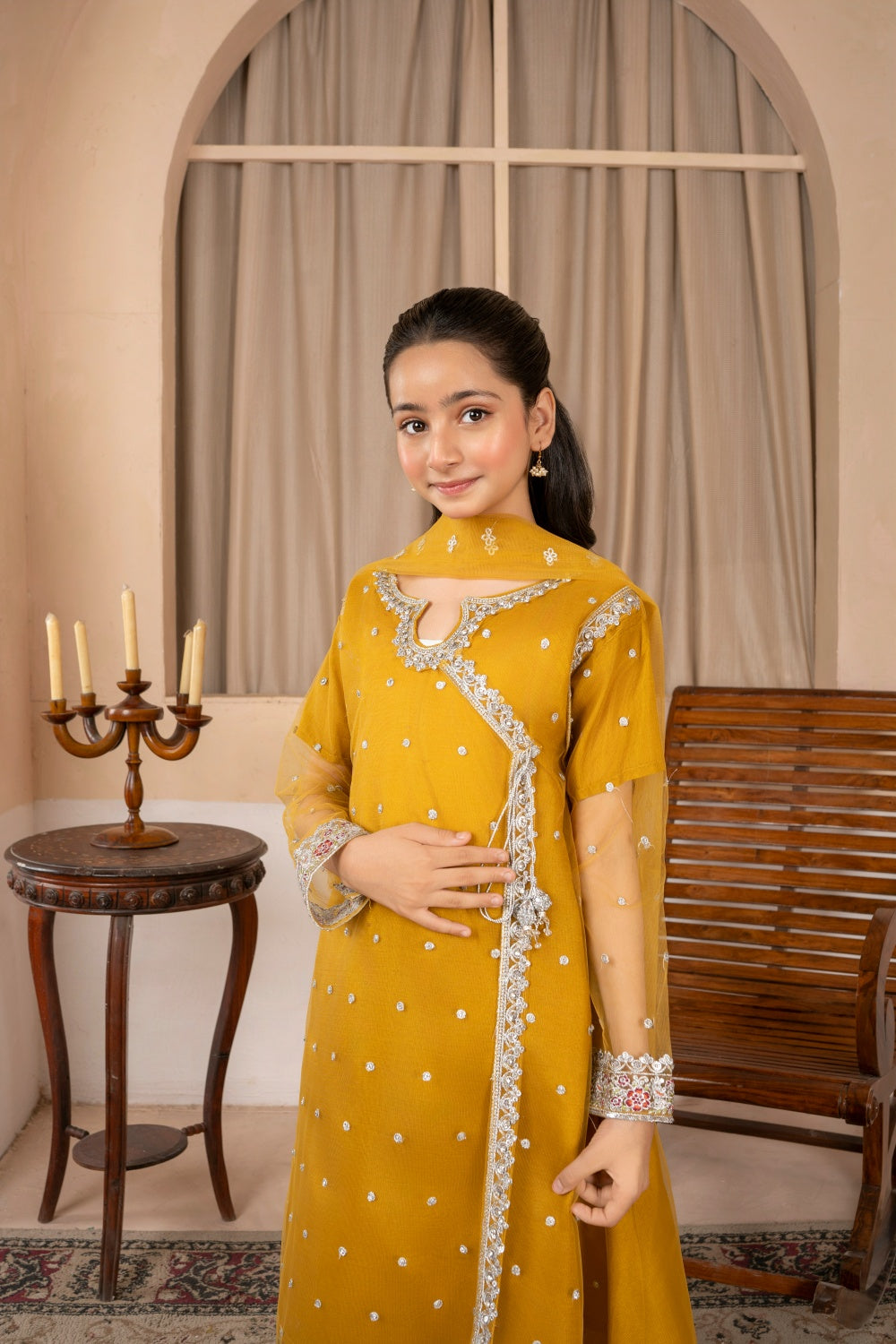 Khayat Stitched Festive Kids Collection'2025-Mustard Angrakha