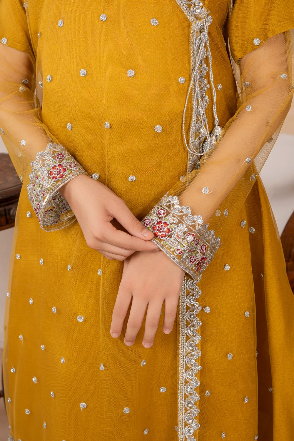 Khayat Stitched Festive Kids Collection'2025-Mustard Angrakha