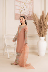Khayat Stitched 3 Piece Formals Kids Suit-Tea Pink