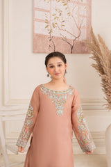 Khayat Stitched 3 Piece Formals Kids Suit-Tea Pink