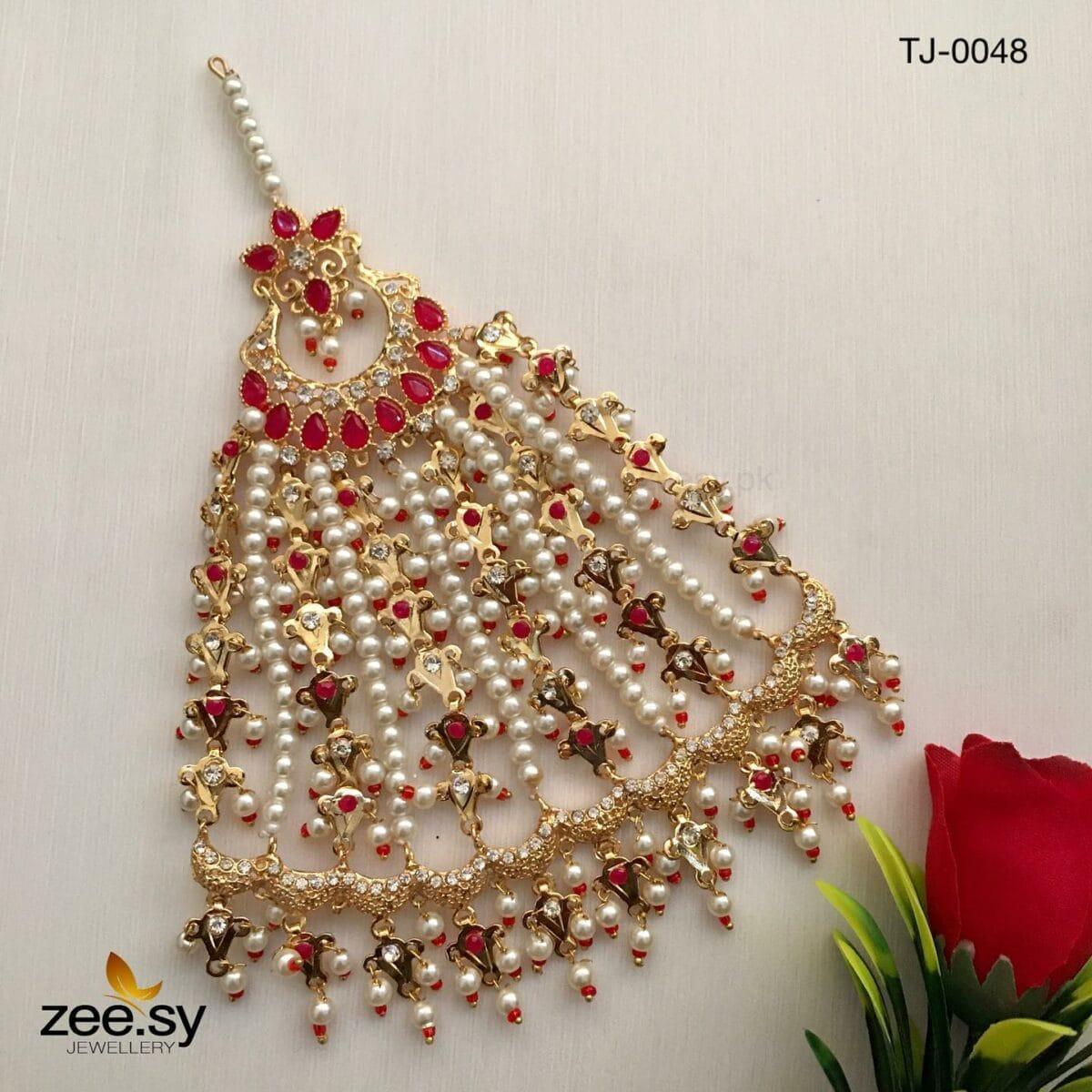 PEACOCK JHUMAR-0048 Red - Zeesy Jewellery
