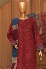 Hz Turkish Jacquard Unstitched 3 Piece Shawl Dyed Yarn Suit-TJS-1144