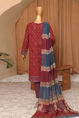 Hz Turkish Jacquard Unstitched 3 Piece Shawl Dyed Yarn Suit-TJS-1144