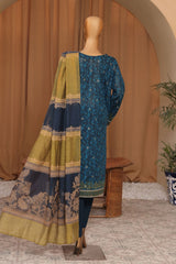Hz Turkish Jacquard Unstitched 3 Piece Shawl Dyed Yarn Suit-TJS-1145