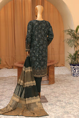 Hz Turkish Jacquard Unstitched 3 Piece Shawl Dyed Yarn Suit-TJS-1146