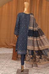 Hz Turkish Jacquard Unstitched 3 Piece Shawl Dyed Yarn Suit-TJS-1147