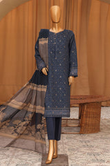 Hz Turkish Jacquard Unstitched 3 Piece Shawl Dyed Yarn Suit-TJS-1147