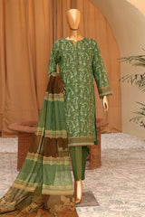 Hz Turkish Jacquard Unstitched 3 Piece Shawl Dyed Yarn Suit-TJS-1148