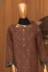 Hz Turkish Jacquard Unstitched 3 Piece Shawl Dyed Yarn Suit-TJS-1149