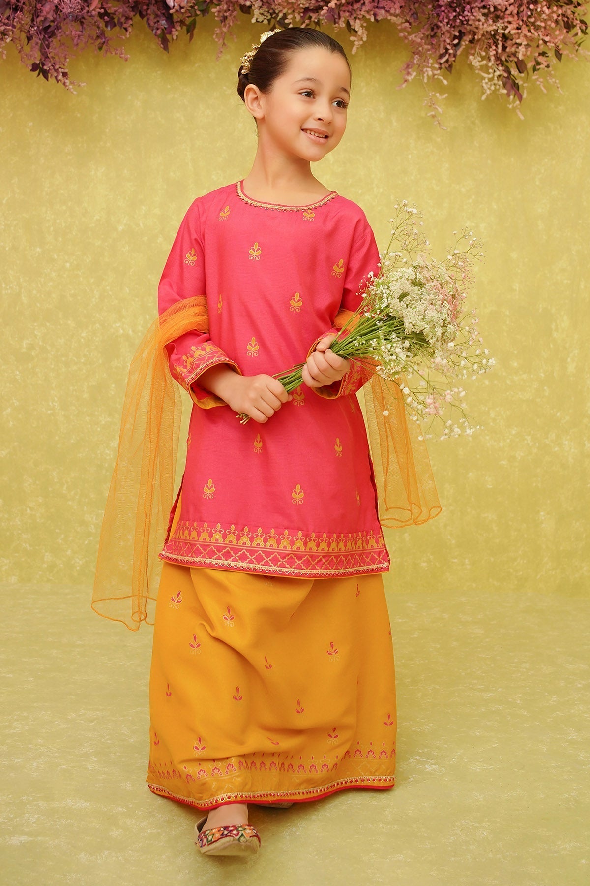 Cotton Silk Printed 3 Pc Suit - Wear Ochre