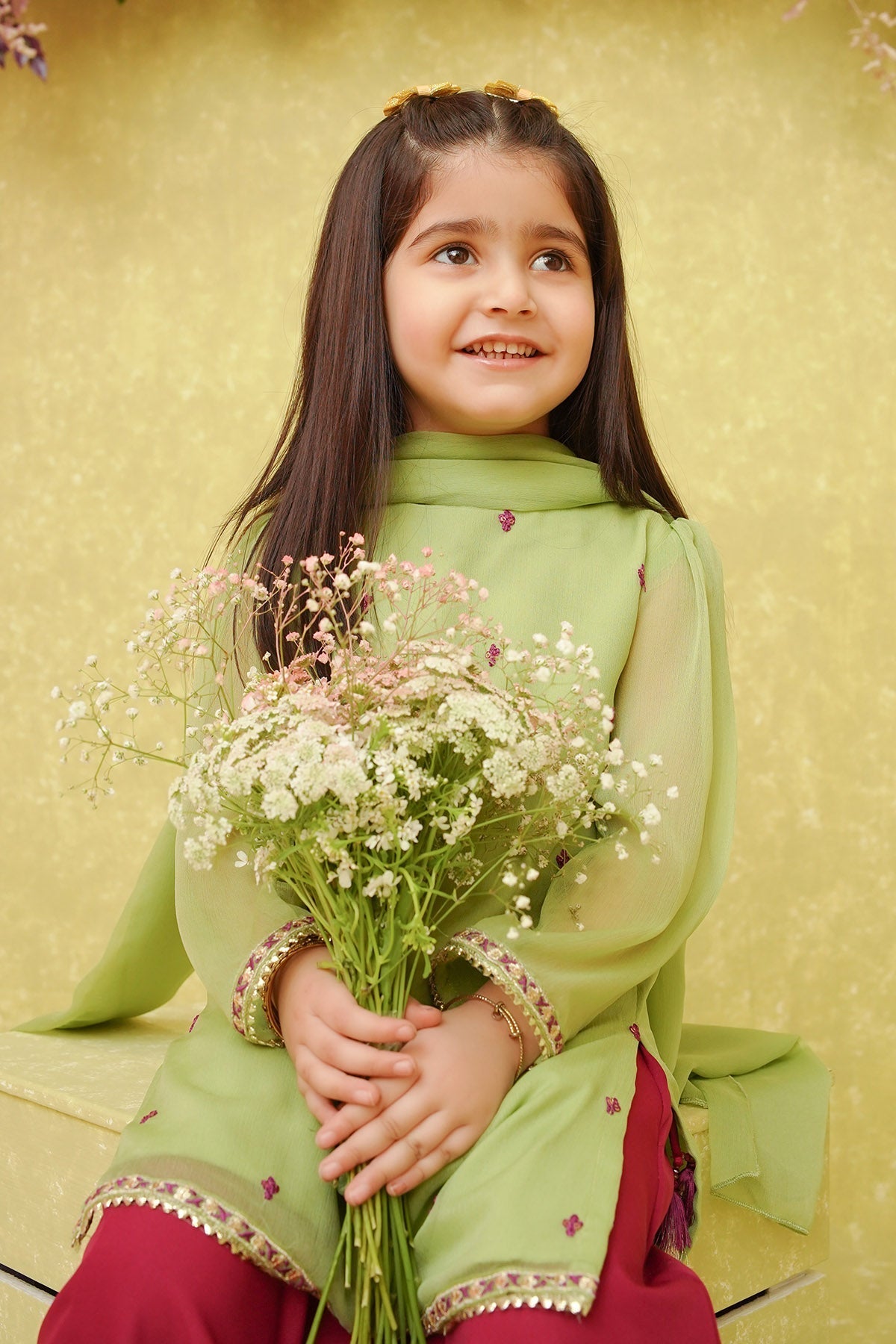 Chiffon Embroidered 3 Pc Suit - Wear Ochre