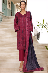 Sada Bahar Stitched 3 Piece Printed Khaddar Vol-02 Suit-KD-PR-6548-Magenta