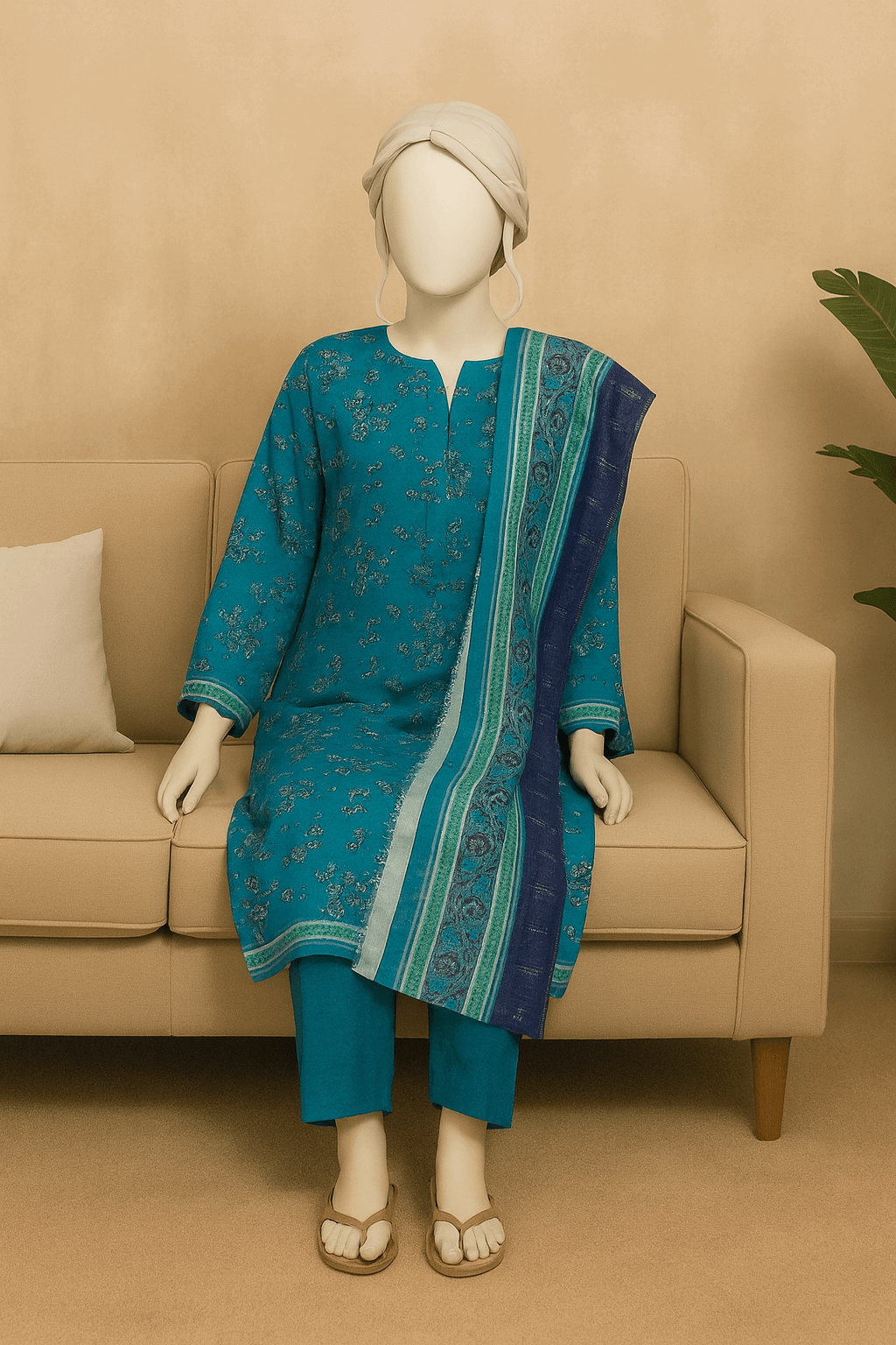 Almeerah Unstitched 3 Piece Luxe Summer Collection'2025-Teal Ocean Breeze