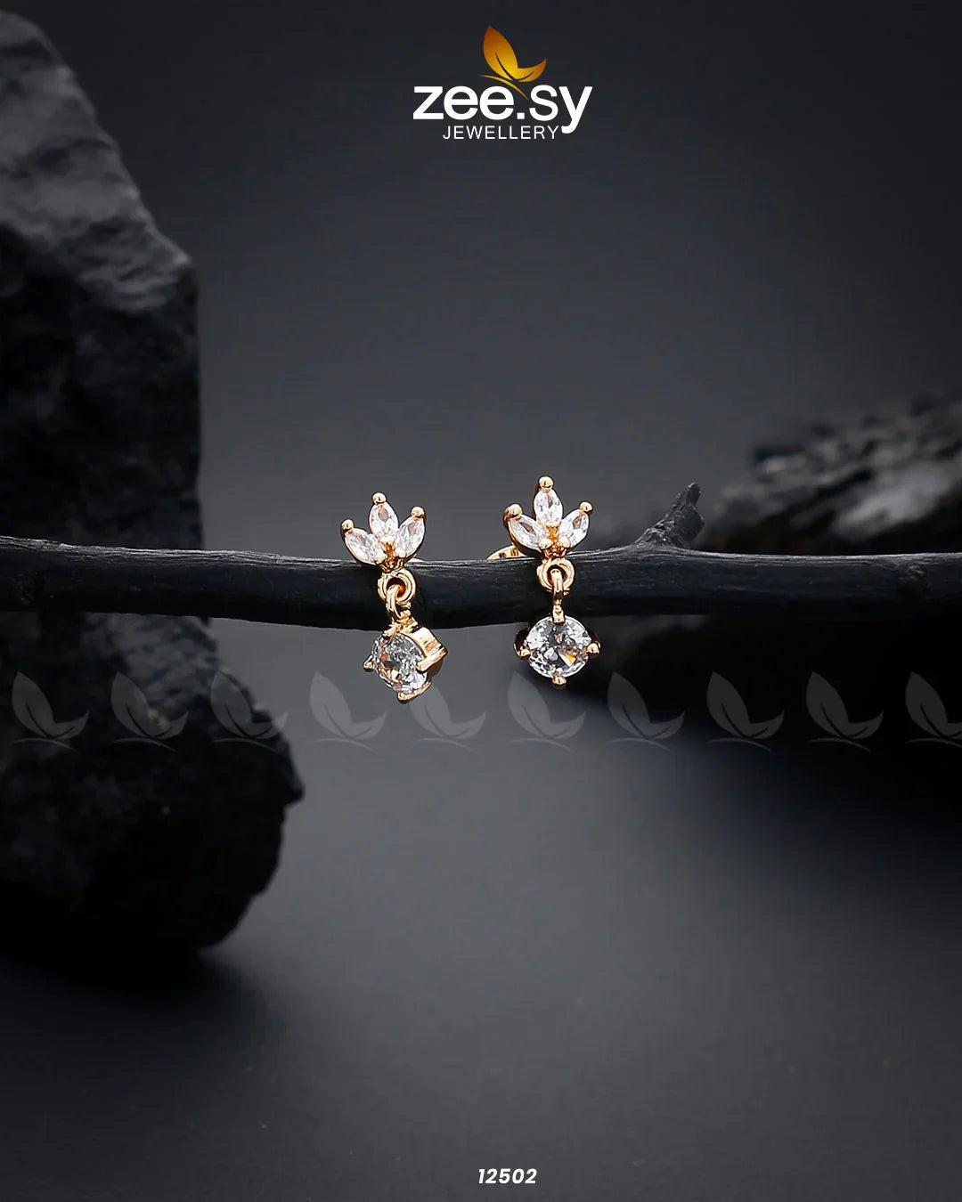 Tiny Leaf Earrings Golden - Zeesy Jewellery