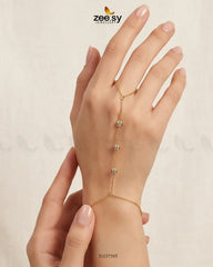 Zeesy-Triple Zirconia Hand Finger Bracelet