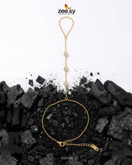 Zeesy-Triple Zirconia Hand Finger Bracelet
