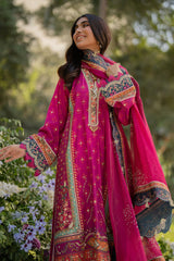 Qalamkar Unstitched 3 Piece Luxe Silk Suit-UA-01-Elia