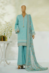 Bin Saeed Stitched 3 Piece Luxury Eid Festive With Flapper Suit-UA-3050-FEROZI