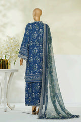 Bin Saeed Stitched 3 Piece Luxury Eid Festive With Flapper Suit-UA-3051-BLUE