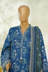Bin Saeed Stitched 3 Piece Luxury Eid Festive With Flapper Suit-UA-3051-BLUE