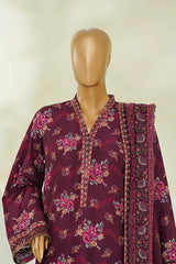 Bin Saeed Stitched 3 Piece Luxury Eid Festive With Flapper Suit-UA-3089-Maroon