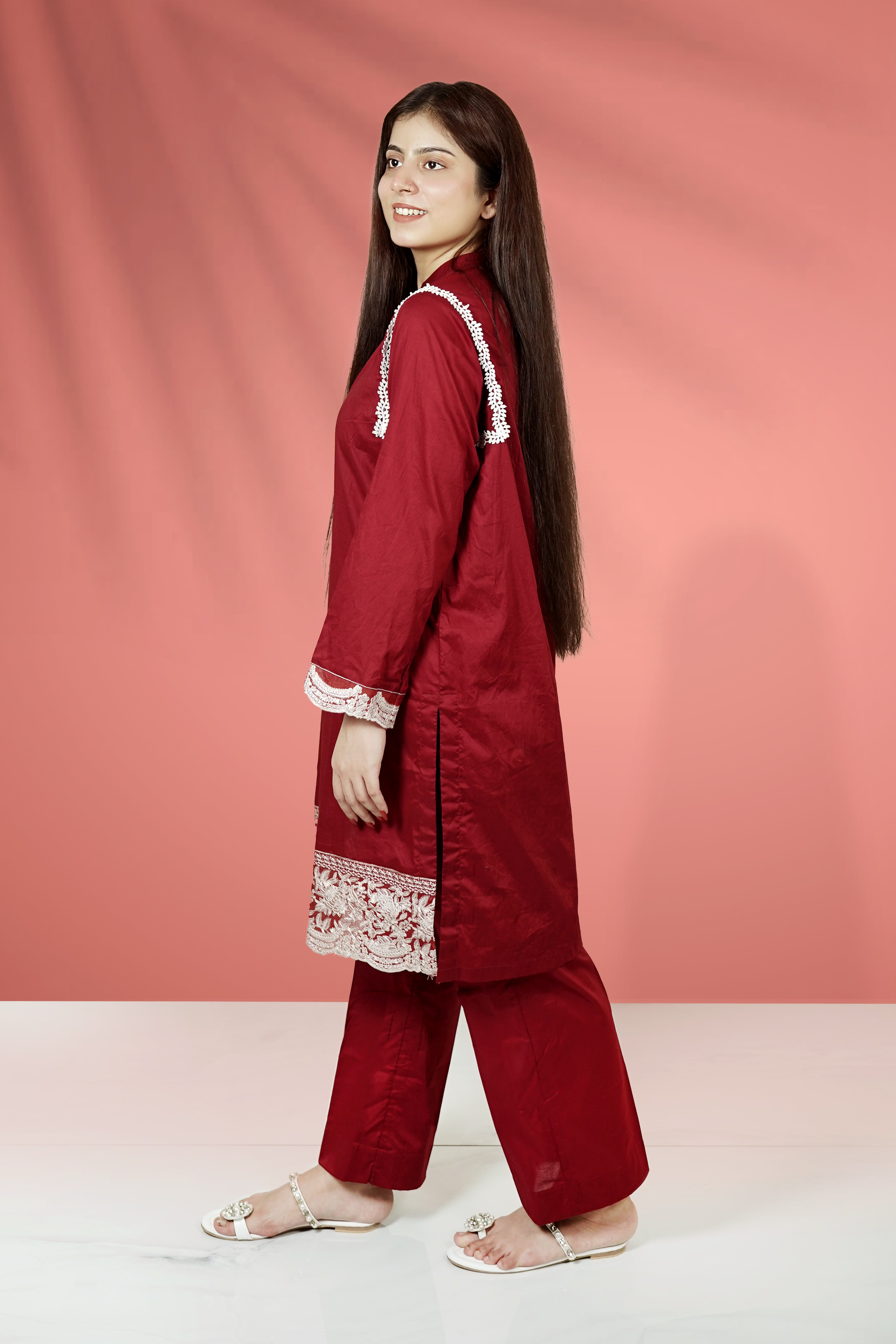 Urban Cut 2 Piece Cotton Embroidered Suit