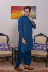Real Image Mens Kurta Shalwar Collection'2025-D - 489 Sea Green