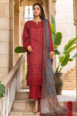 Rania By Sada Bahar Stitched 3 Piece Emb Lawn Vol-02 Collection-D-4087-Maroon