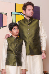 Real Image Kids Waist Coat Collection'2025-OKW-040 Smart Fit Green