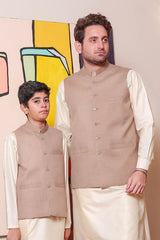 Real Image Kids Waist Coat Collection'2025-OKW-036 Smart Fit Beige