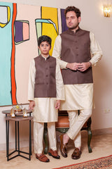 Real Image Kids Waist Coat Collection'2025-OKW-035 Smart Fit Brown