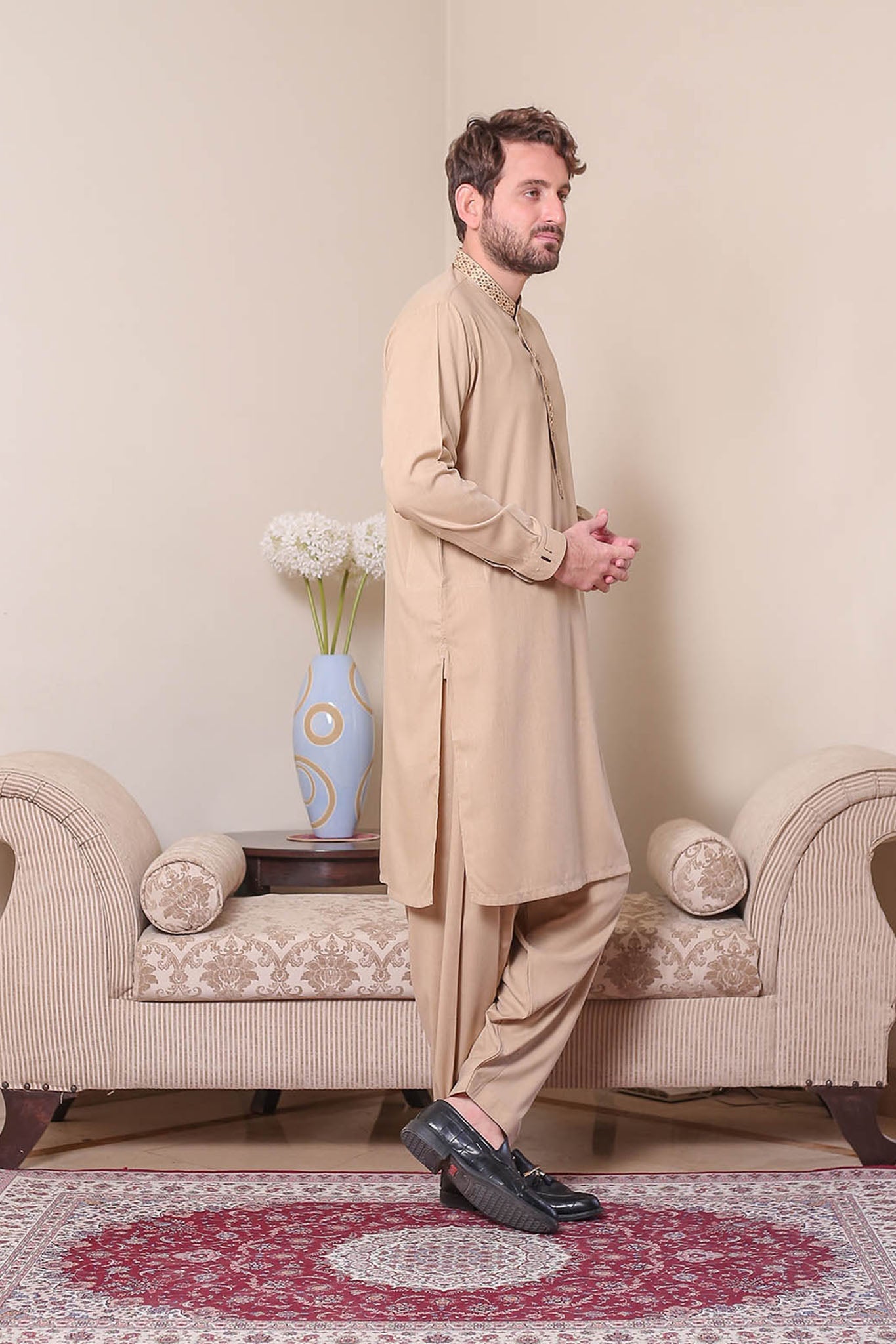 Real Image Mens Kurta Shalwar Winter Collection'2025-D-522 Gold