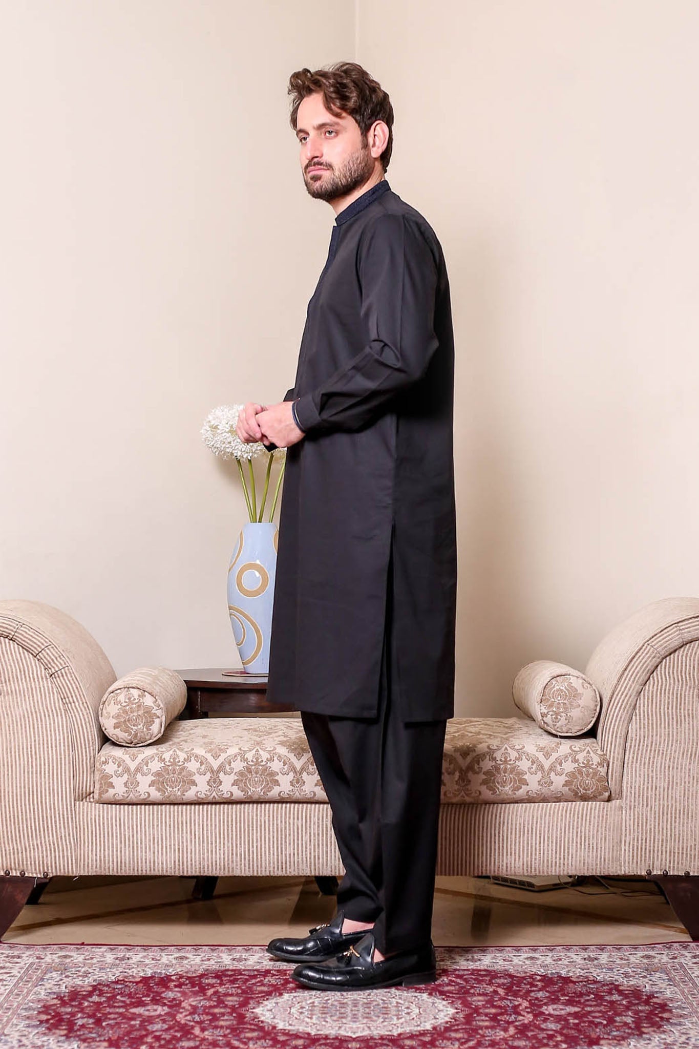 Real Image Mens Kurta Shalwar Winter Collection'2025-D-516 Black
