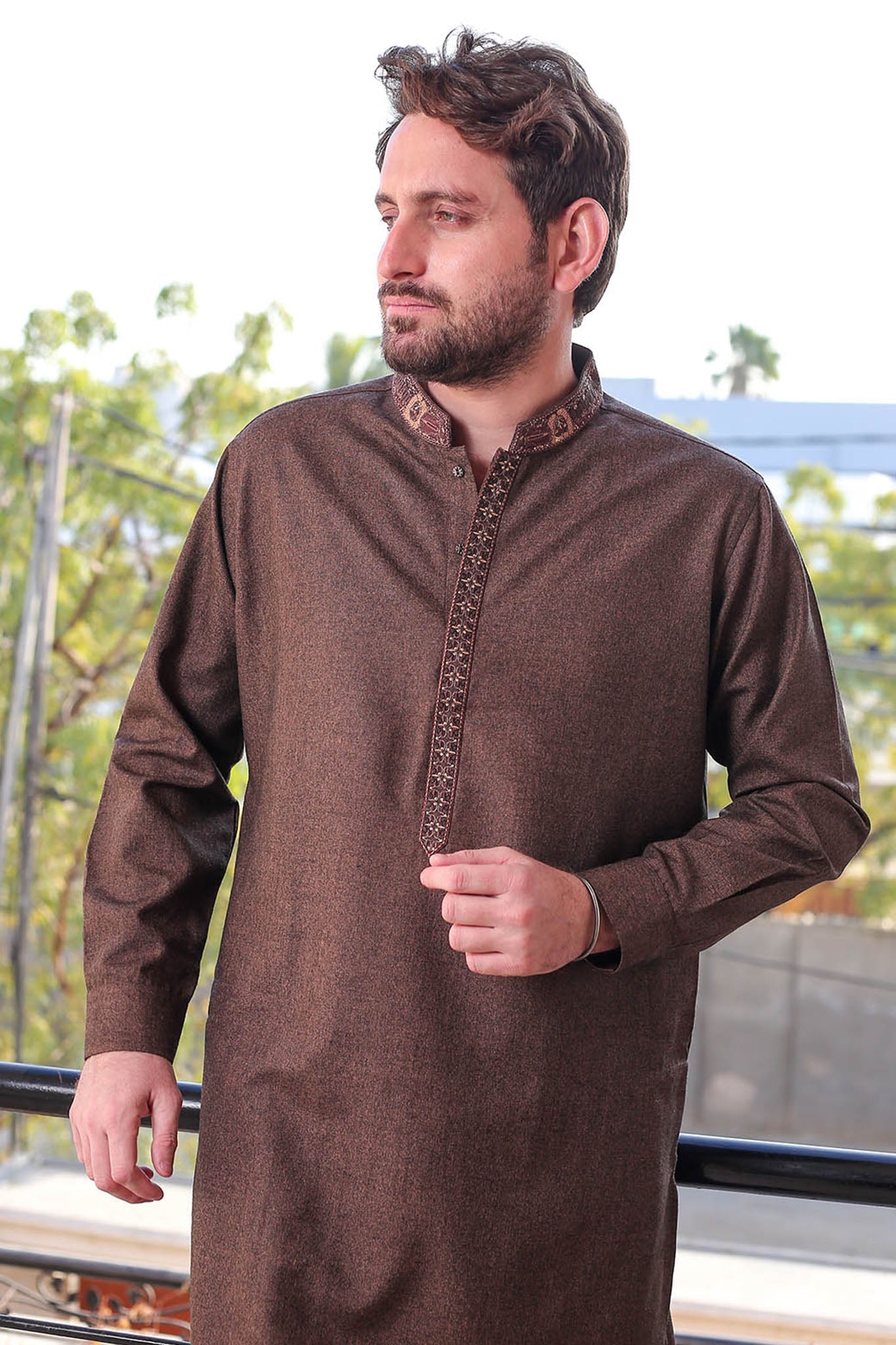 Real Image Mens Kurta Shalwar Winter Collection'2025-D-512 Brown