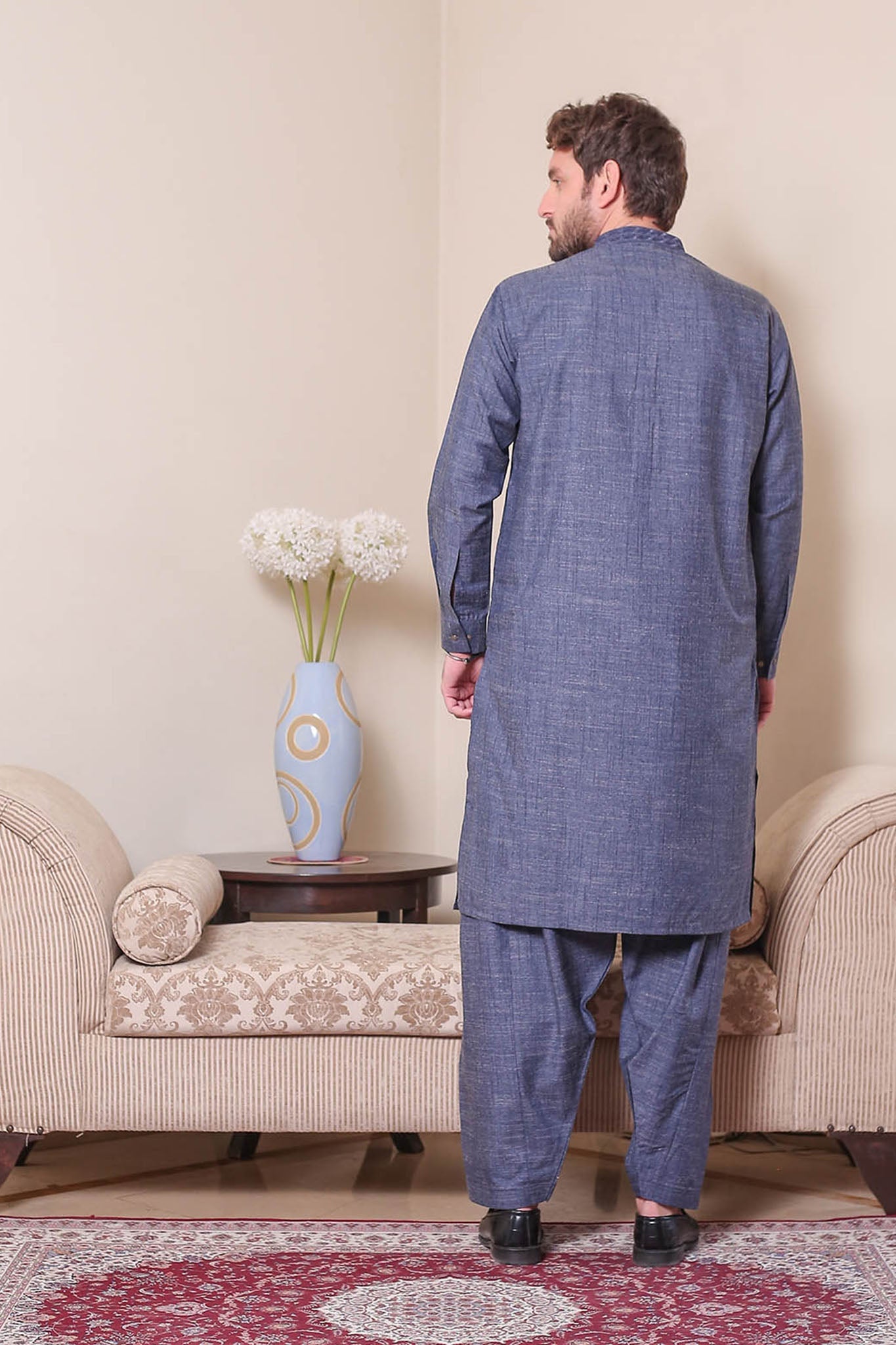Real Image Mens Kurta Shalwar Winter Collection'2025-D-514 Blue