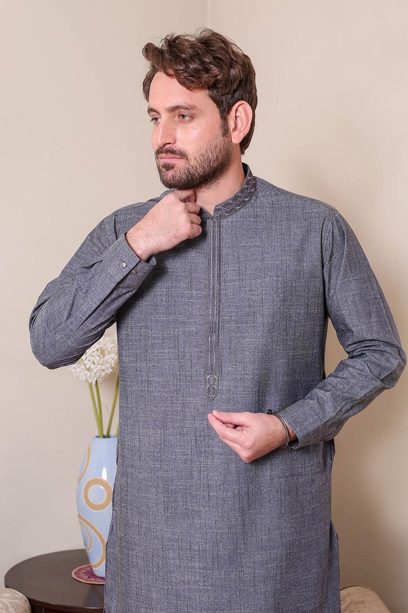 Real Image Mens Kurta Shalwar Winter Collection'2025-D-514 Grey