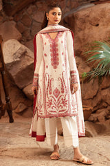 Zaha Unstitched 3 Piece Printed & Emb Lawn Suit-ZL-09-A-Elania