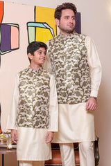 Real Image Kids Waist Coat Collection'2025-OKW-047 Smart Fit Green