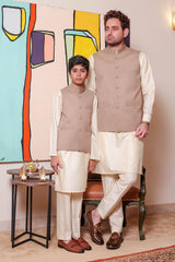 Real Image Kids Waist Coat Collection'2025-OKW-036 Smart Fit Beige