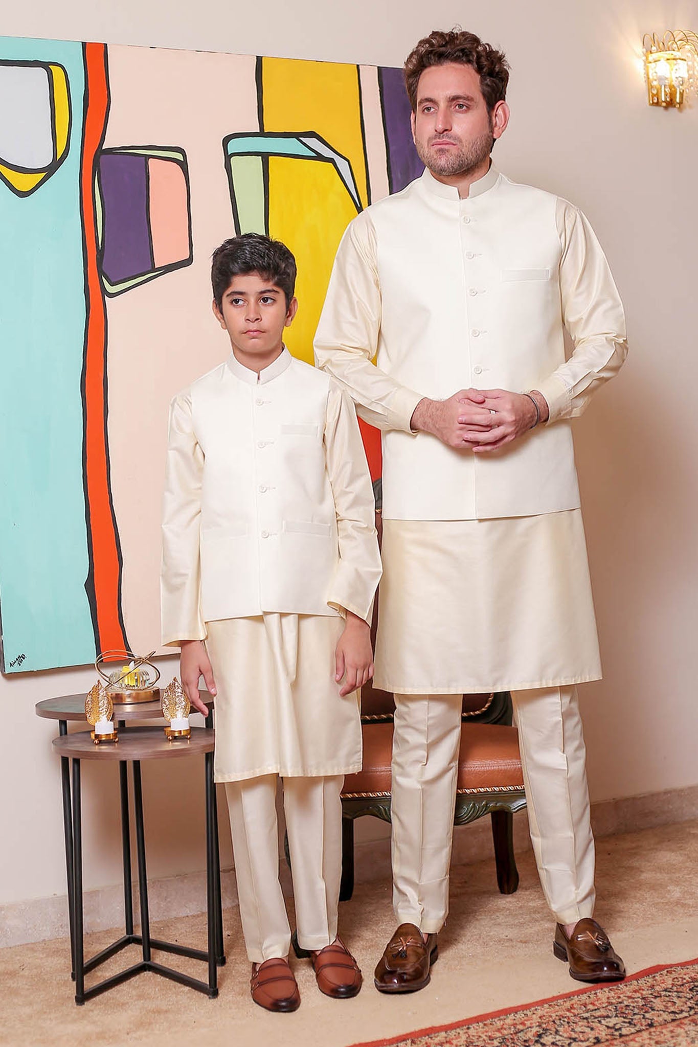 Real Image Kids Waist Coat Collection'2025-OKW-027 Smart Fit Cream