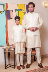 Real Image Kids Waist Coat Collection'2025-OKW-027 Smart Fit Cream