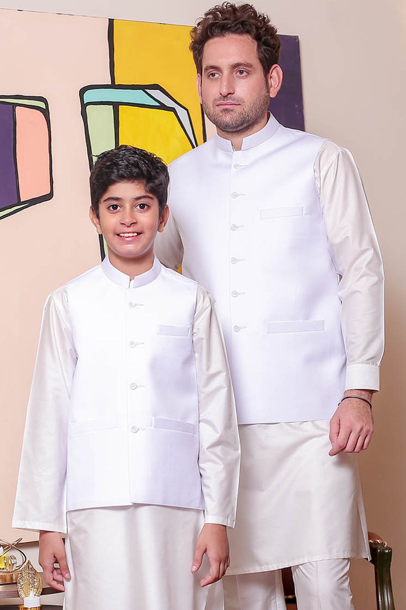 Real Image Kids Waist Coat Collection'2025-OKW-026 Smart Fit White