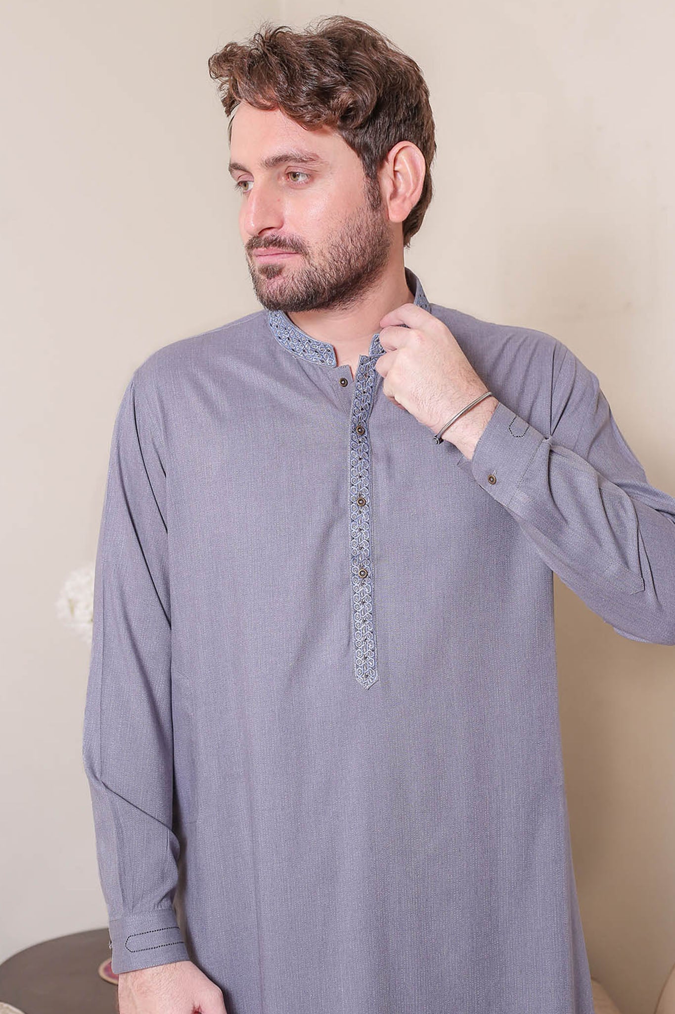 Real Image Mens Kurta Shalwar Winter Collection'2025-D-522 Grey