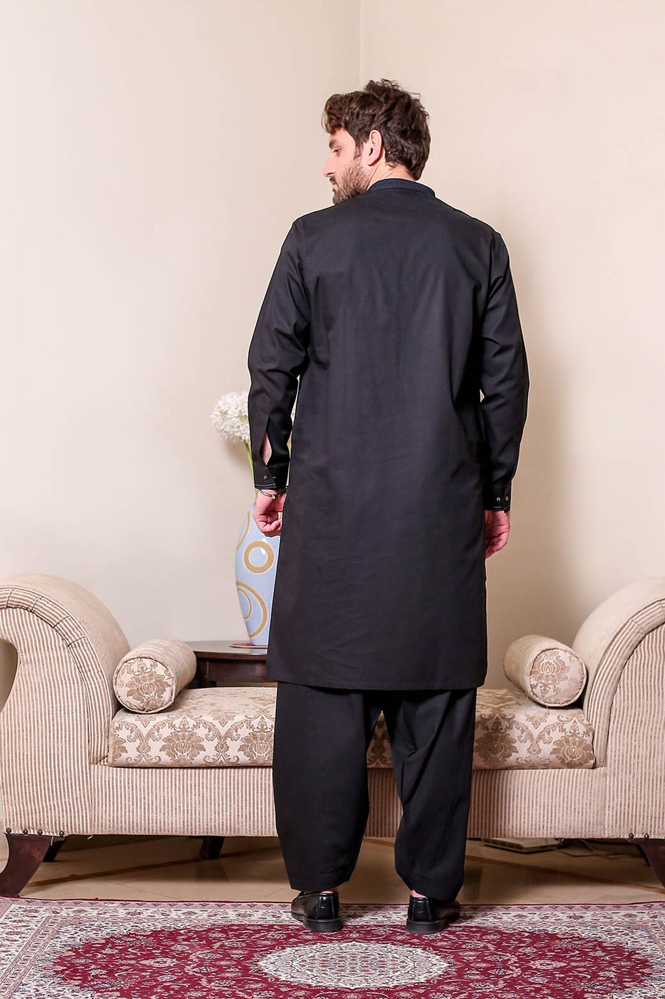 Real Image Mens Kurta Shalwar Winter Collection'2025-D-516 Black