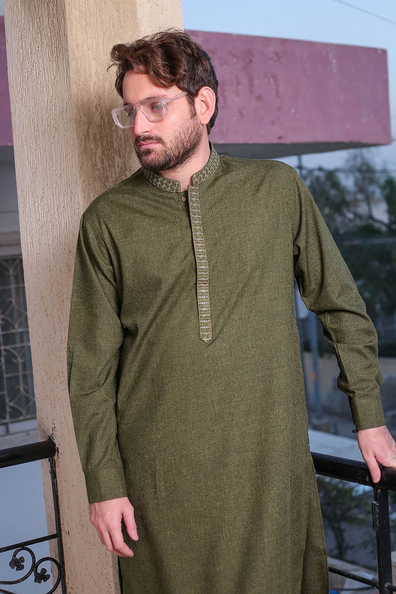 Real Image Mens Kurta Shalwar Winter Collection'2025-D-508 Green