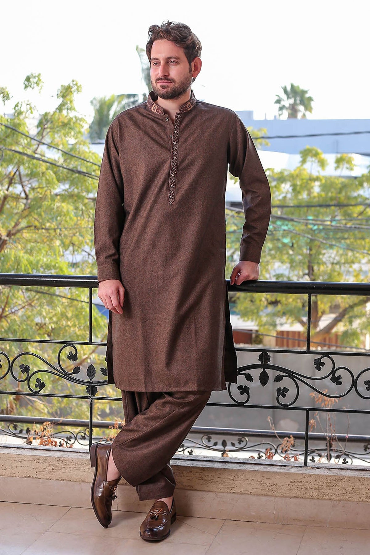 Real Image Mens Kurta Shalwar Winter Collection'2025-D-512 Brown