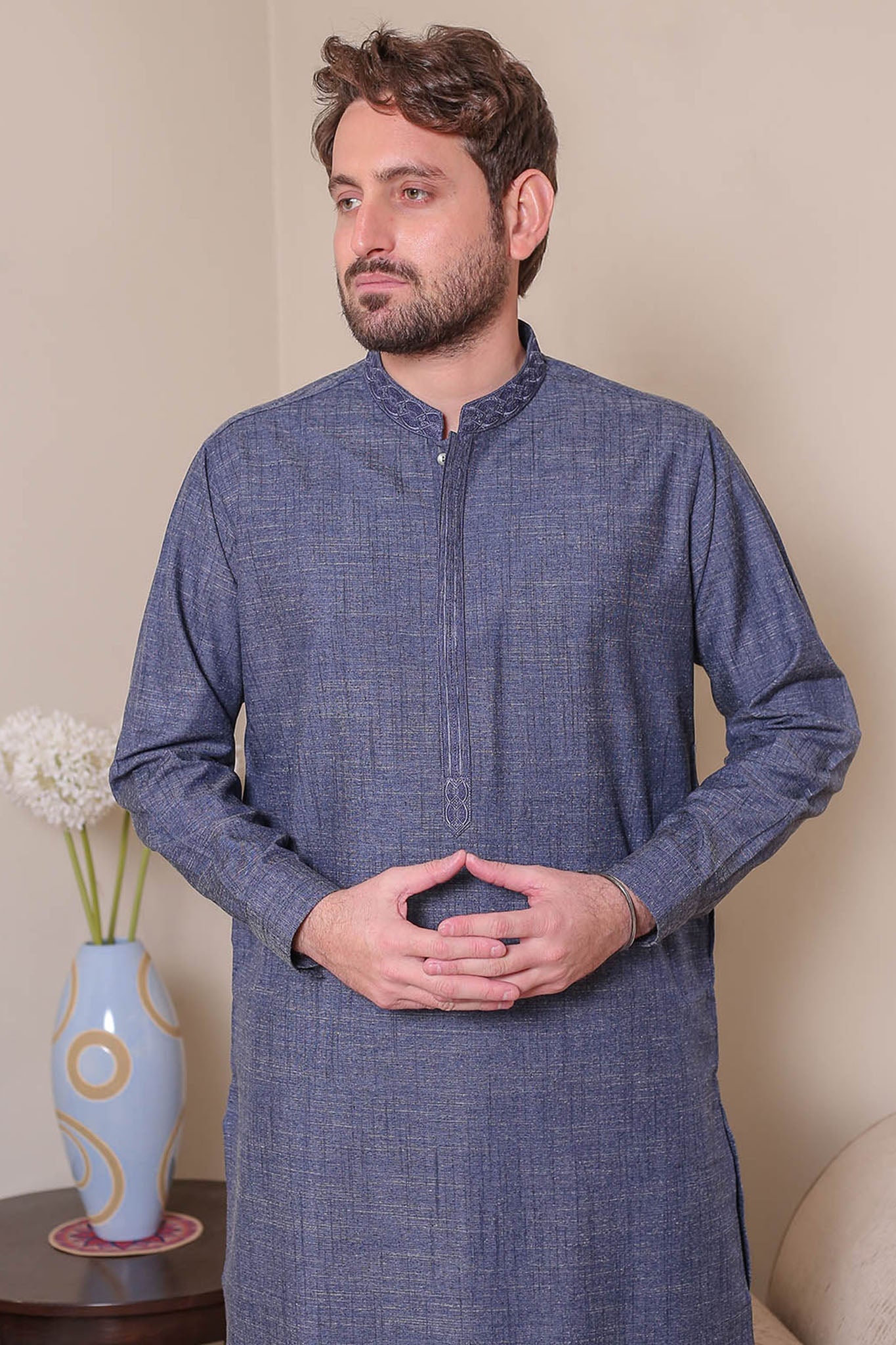 Real Image Mens Kurta Shalwar Winter Collection'2025-D-514 Blue