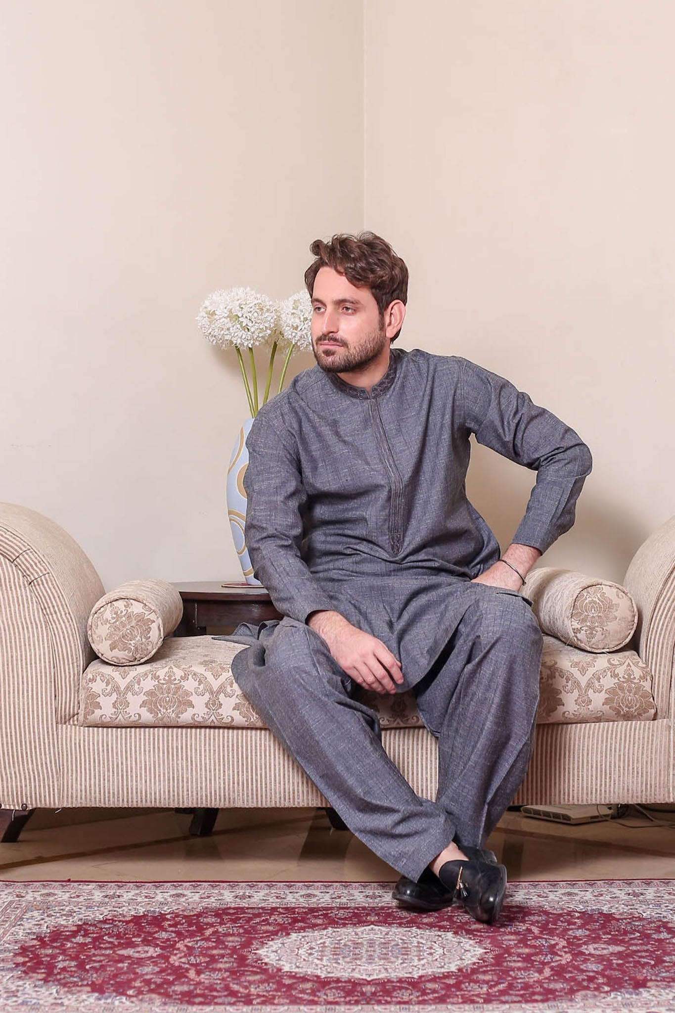 Real Image Mens Kurta Shalwar Winter Collection'2025-D-514 Grey